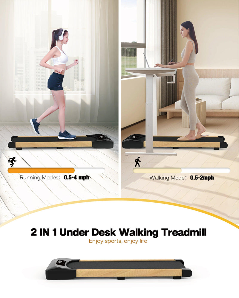 Supfirm Under Desk Treadmills Walking Pad, 265LBS Capacity Portable Treadmill with Remote Control and LED Display Electric Running Machine for Home Office Exercise Walking Jogging Installation Free - Supfirm