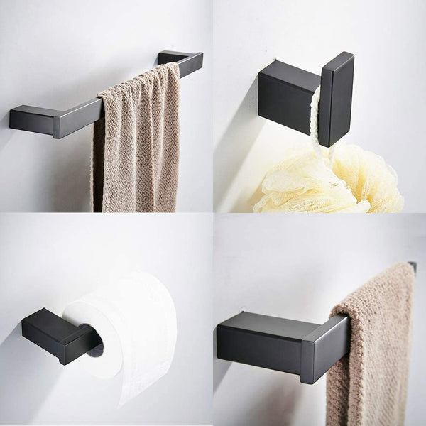Supfirm Bathroom Hardware Set Brushed Nickel 4-Pieces Bathroom Towel Rack 24 Inches Adjustable Bathroom Accessories Set