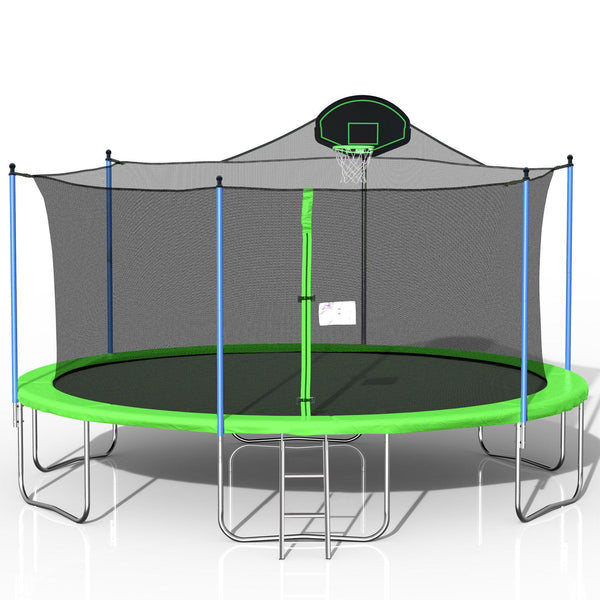 16FT Trampoline for Adults & Kids with Basketball Hoop, Outdoor Trampolines w/Ladder and Safety Enclosure Net for Kids and Adults - Supfirm