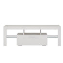 Supfirm White morden TV Stand with LED Lights,high glossy front TV Cabinet,can be assembled in Lounge Room, Living Room or Bedroom,color:WHITE