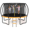12FT Outdoor Big Trampoline With Inner Safety Enclosure Net, Ladder, PVC Spring Cover Padding, For Kids, Black&Orange Color - Supfirm