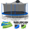 14FT Trampoline for Adults & Kids with Basketball Hoop, Outdoor Trampolines w/Ladder and Safety Enclosure Net for Kids and Adults,Double-side Color cover - Supfirm