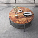 Supfirm 2-Tier Single Panel Round Coffee Table for Living Room and Bedroom, with 3D Texture Metal Frame and Mesh - Supfirm
