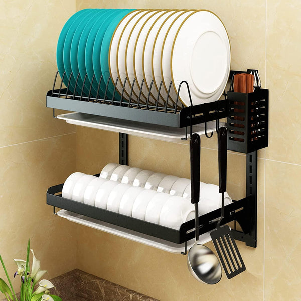 Supfirm 2-Tier Wall Mounted Stainless Steel Dish Drying Rack - Supfirm