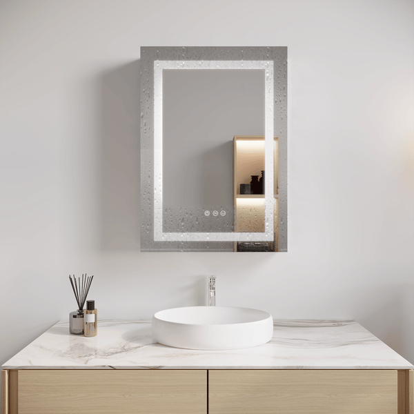 Supfirm 26x20 inch Bathroom Medicine Cabinet with LED Mirror, Anti-Fog, Waterproof, 3000K~6000K Single Door Lighted Bathroom Cabinet with Touch Swich, Dimmable,Recessed or Surface Mount (Left Door) - Supfirm