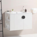 Supfirm 30" Bathroom Vanity with Sink,with two Doors Cabinet Bathroom Vanity Set with Side left Open Storage Shelf,Solid Wood,Excluding faucets,white - Supfirm