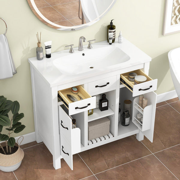 36''Bathroom Vanity with Undermount Sink,Modern Bathroom Storage Cabinet with 2 Drawers and 2 Cabinets,Solid Wood Frame Bathroom Cabinet - Supfirm