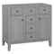36" Bathroom Vanity without Sink, Cabinet Base Only, Two Cabinets and Five Drawers, Solid Wood Frame, Grey - Supfirm