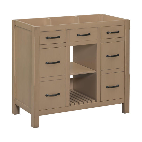 36''Bathroom Vanity without Sink,Modern Bathroom Storage Cabinet with 2 Drawers and 2 Cabinets,Solid Wood Frame Bathroom Cabinet (NOT INCLUDE BASIN) - Supfirm