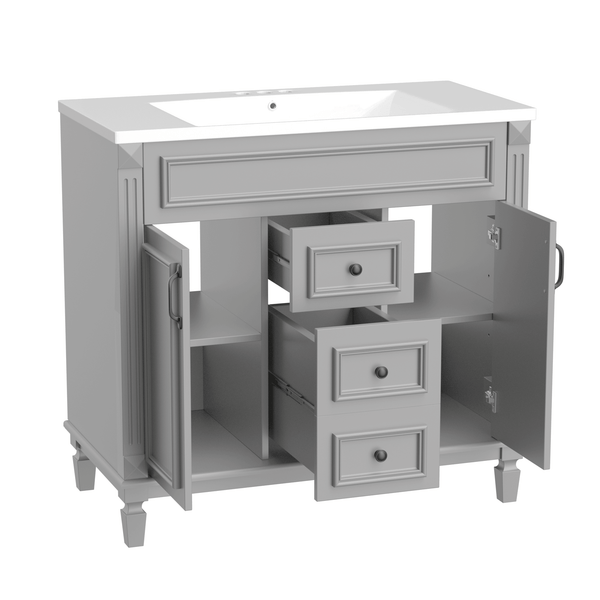 36'' Bathroom Vanity without Top Sink, Cabinet only, Modern Bathroom Storage Cabinet with 2 Soft Closing Doors and 2 Drawers(NOT INCLUDE BASIN SINK) - Supfirm
