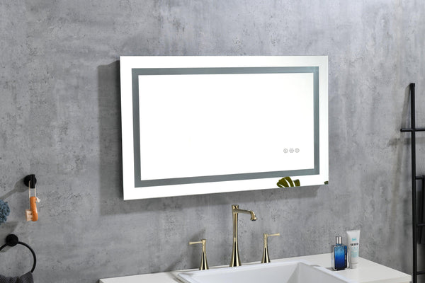 36x 24Inch LED Mirror Bathroom Vanity Mirrors with Lights, Wall Mounted Anti-Fog Memory Large Dimmable Front Light Makeup Mirror - Supfirm