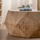 Supfirm 38"Three-dimensional Embossed Pattern Design American Retro Style Coffee Table,White Tabletop - Supfirm