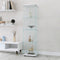 4 Shelves Glass Cabinet Glass Display Cabinet with One Door, White - Supfirm