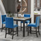 5-piece Counter Height Dining Table Set with One Faux Marble Dining Table and Four Upholstered-Seat Chairs, Table top: 40in.L x40in.W, for Kitchen and Living room Furniture,Blue - Supfirm