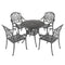 5PCS Outdoor Furniture Dining Table Set All-Weather Cast Aluminum Patio Furniture Includes 1 Round Table and 4 Chairs with Umbrella Hole for Patio Garden Deck, Lattice Weave Design,BLACK COLOR - Supfirm