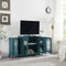 Supfirm 62” TV Stand, Storage Buffet Cabinet, Sideboard with Glass Door and Adjustable Shelves, Console Table for Dining Living Room Cupboard, Teal Blue - Supfirm