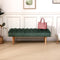 Accent Channel Tufted Ottoman Green Velvet End of Bed Bench for Bedroom, Living Room, Entryway (Green) - Supfirm