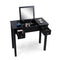 Accent Vanity Table with Flip-Top Mirror and 2 Drawers, Jewelry Storage for Women Dressing,Black Finish - Supfirm