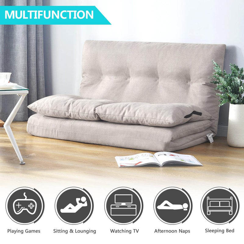 Supfirm Adjustable Fabric Folding Chaise Lounge Sofa Floor Couch and Sofa(Beige) - Supfirm