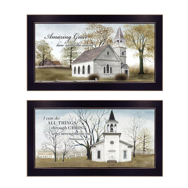 Supfirm "Amazing Grace Collection" 2-Piece Vignette By Billy Jacobs, Printed Wall Art, Ready To Hang Framed Poster, Black Frame - Supfirm