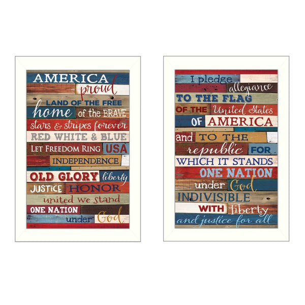 Supfirm "America Proud II Collection" 2-Piece Vignette By Marla Rae, Printed Wall Art, Ready To Hang Framed Poster, White Frame - Supfirm