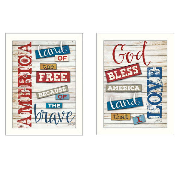 Supfirm "American Collection" 2-Piece Vignette By Marla Rae, Printed Wall Art, Ready To Hang Framed Poster, White Frame - Supfirm