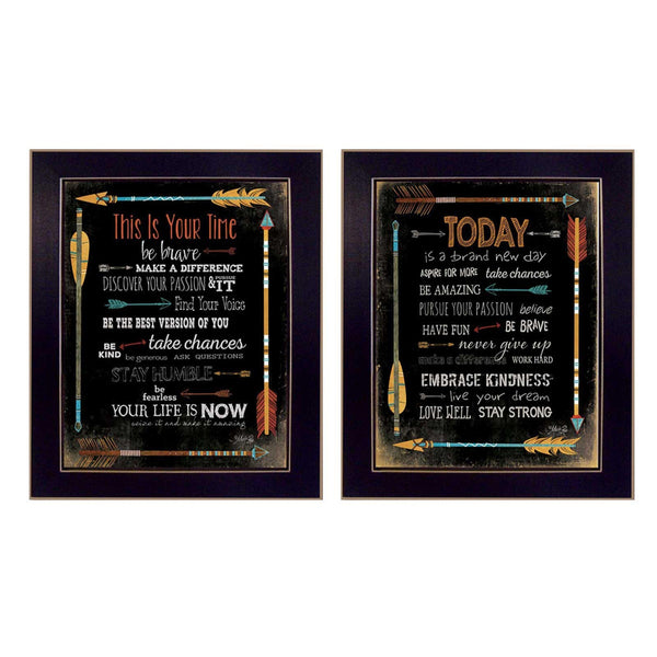 Supfirm "Arrows II Collection" 2-Piece Vignette By Marla Rae, Printed Wall Art, Ready To Hang Framed Poster, Black Frame - Supfirm