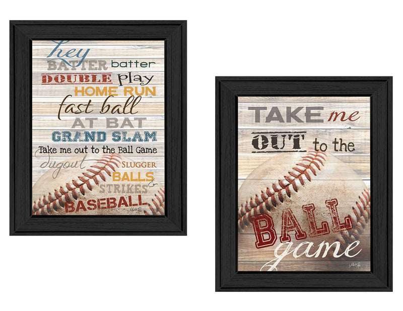 Supfirm "Baseball Collection" 2-Piece Vignette By Marla Rae, Printed Wall Art, Ready To Hang Framed Poster, Black Frame - Supfirm