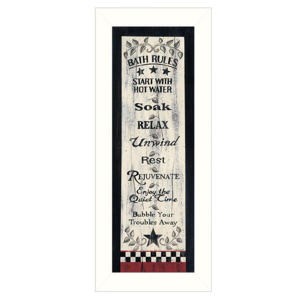 Supfirm "Bath Rules" By Linda Spivey, Printed Wall Art, Ready To Hang Framed Poster, White Frame - Supfirm