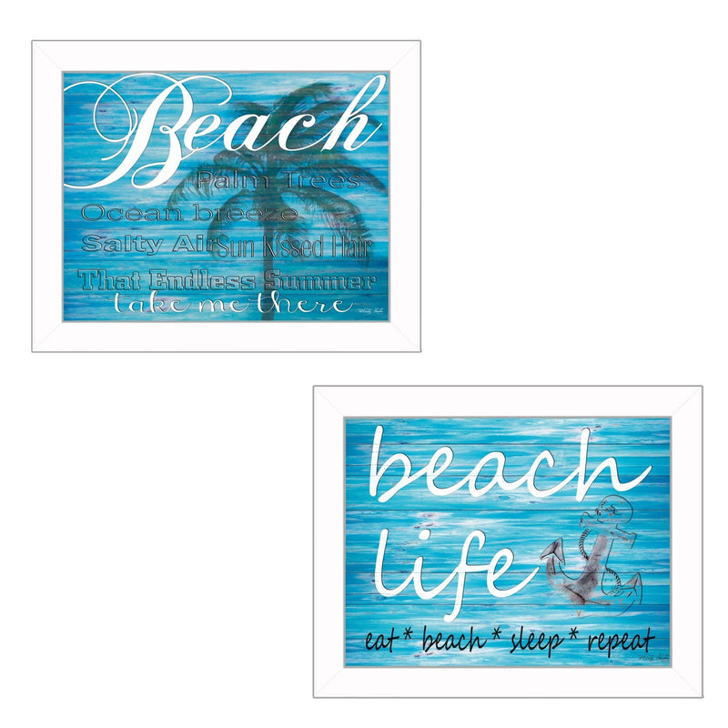 Supfirm "Beach Life Collection" 2-Piece Vignette By Cindy Jacobs, Printed Wall Art, Ready To Hang Framed Poster, White Frame - Supfirm