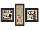 Supfirm "Beer Time Collection" 3-Piece Vignette By Deb Strain, Printed Wall Art, Ready To Hang Framed Poster, Black Frame - Supfirm