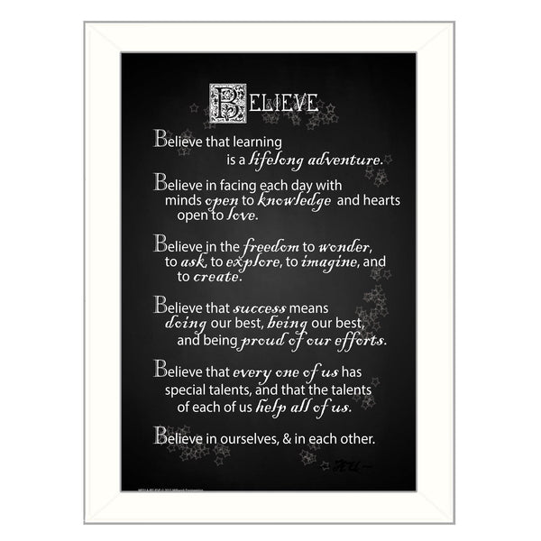 Supfirm "Believe" By Trendy Decor4U, Printed Wall Art, Ready To Hang Framed Poster, White Frame - Supfirm