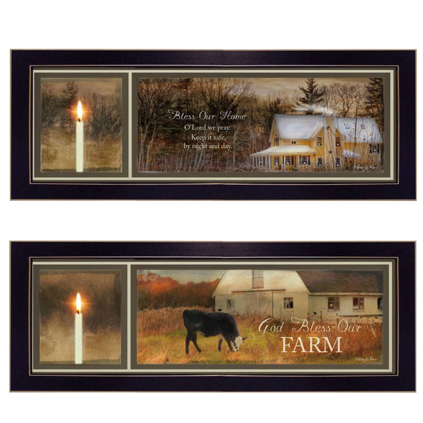 Supfirm "Bless Our Home Collection" 2-Piece Vignette By Robin-Lee Vieira, Printed Wall Art, Ready To Hang Framed Poster, Black Frame - Supfirm