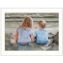 Supfirm "Boy and Girl Sitting" By Georgia Janisse, Printed Wall Art, Ready To Hang Framed Poster, White Frame - Supfirm