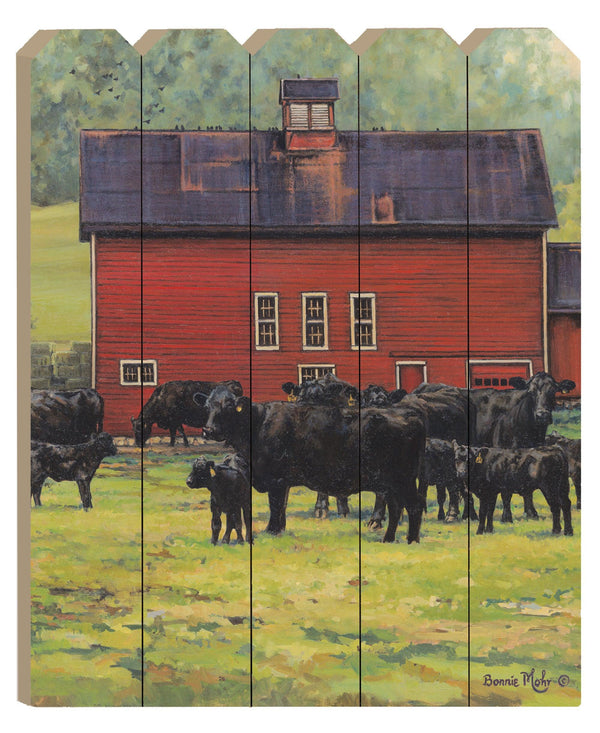 Supfirm "By the Red Barn" By Artisan Bonnie Mohr, Printed on Wooden Picket Fence Wall Art - Supfirm