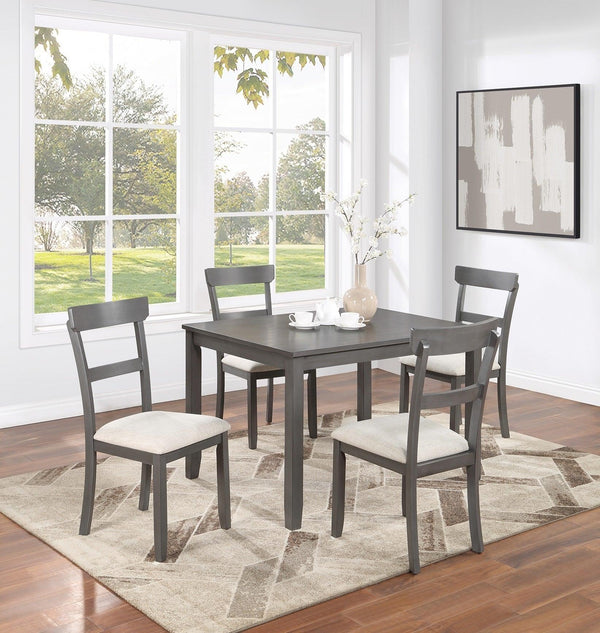 Classic Stylish Gray Natural Finish 5pc Dining Set Kitchen Dinette Wooden Top Table and Chairs Cushions Seats Ladder Back Chair Dining Room - Supfirm