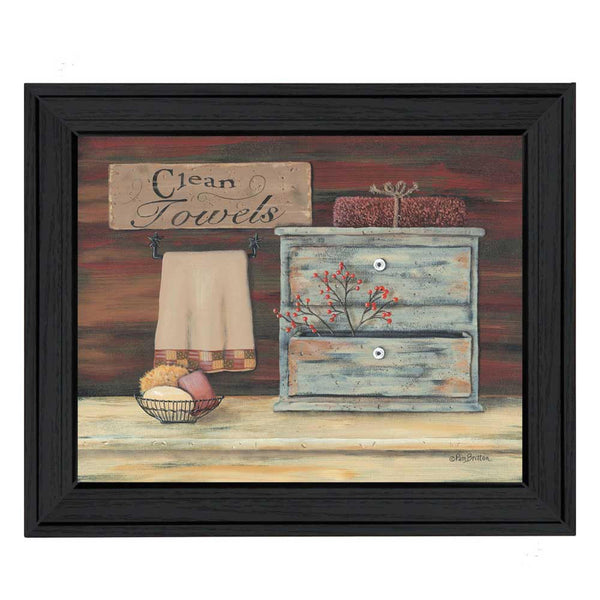Supfirm "Clean Towels" By Pam Britton, Printed Wall Art, Ready To Hang Framed Poster, Black Frame - Supfirm