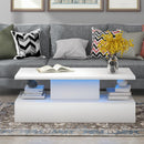 Supfirm Coffee Table Cocktail Table Modern Industrial Design with LED lighting, 16 colors with a remote control, White - Supfirm