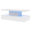 Supfirm Coffee Table Cocktail Table Modern Industrial Design with LED lighting, 16 colors with a remote control, White - Supfirm