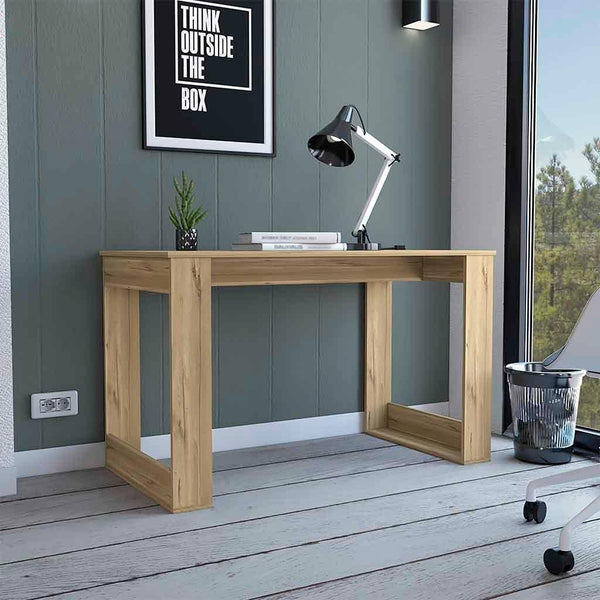 Computer Desk Albion with Ample Worksurface and Legs, Light Oak Finish - Supfirm