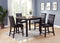 Contemporary Counter Height Dining 5pc Set Table w 4x Chairs Brown Finish Birch Faux Marble Table Top Tufted Chairs Cushions Kitchen Dining Room Furniture Dinette - Supfirm