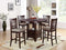 Contemporary Dining Room Counter height 5pc Dining Set Round Table w Leaf & 4x Side Chairs Dark Rosy Brown Finish Solid wood - Supfirm
