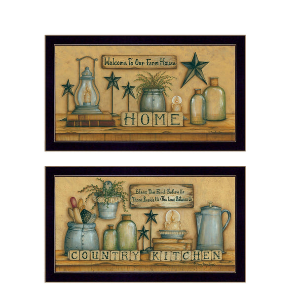 Supfirm "Country Welcome Collection" 2-Piece Vignette By Mary June, Printed Wall Art, Ready To Hang Framed Poster, Black Frame - Supfirm