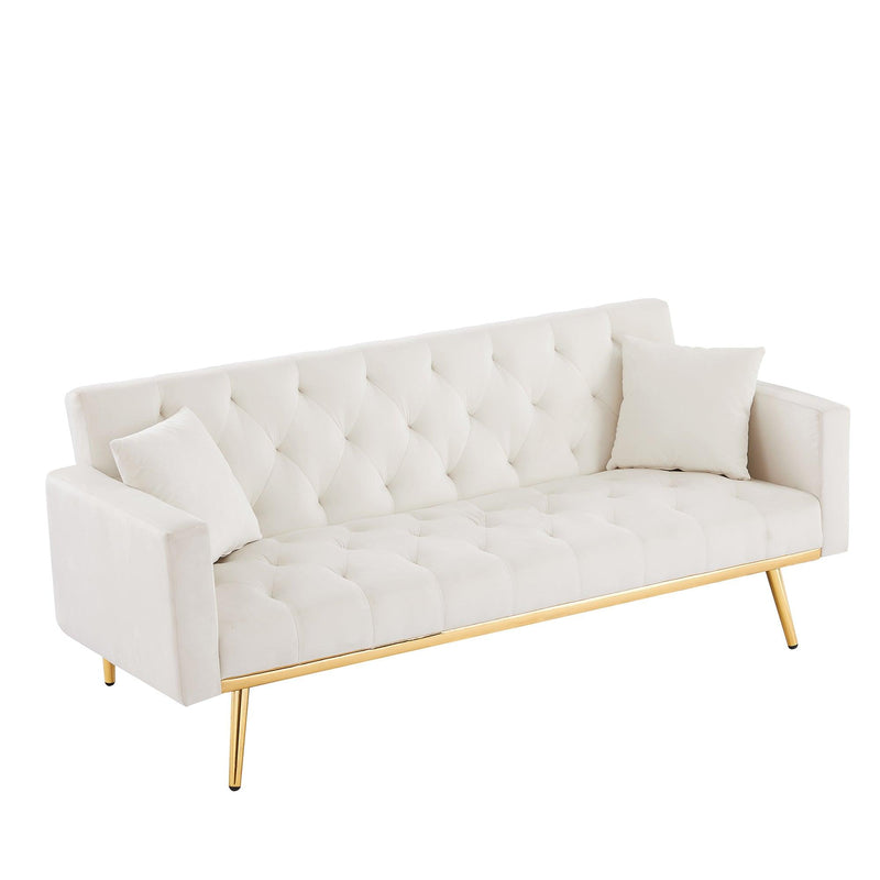 Supfirm Cream White  Convertible Folding Futon Sofa Bed , Sleeper Sofa Couch for Compact Living Space. - Supfirm
