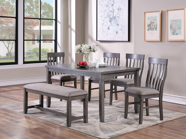 Dining Room Furniture Simple 6pc Set Dining Table 4x Side Chairs and A Bench Solid wood and veneers - Supfirm