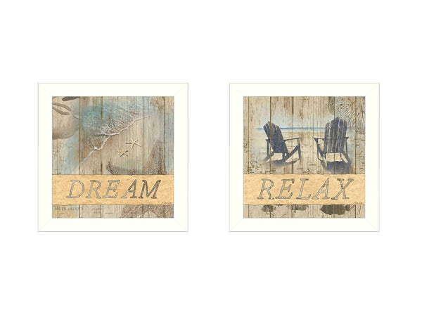 Supfirm "Dream/Relax Collection" 2-Piece Vignette By Dee Dee, Printed Wall Art, Ready To Hang Framed Poster, White Frame - Supfirm