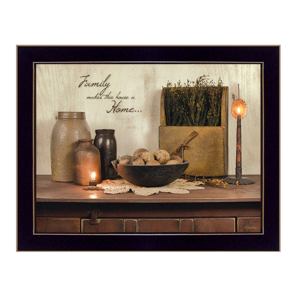 Supfirm "Family Makes a House a Home" By Susan Boyer, Printed Wall Art, Ready To Hang Framed Poster, Black Frame - Supfirm