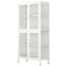 Four Glass Door Storage Cabinet with Adjustable Shelves and Feet Cold-Rolled Steel Sideboard Furniture for Living Room Kitchen White - Supfirm