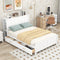 Full Size Platform Bed with Drawers and Storage Shelves, White - Supfirm