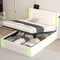 Full Size Upholstered Bed with LED Lights,Hydraulic Storage System and USB Charging Station,White - Supfirm
